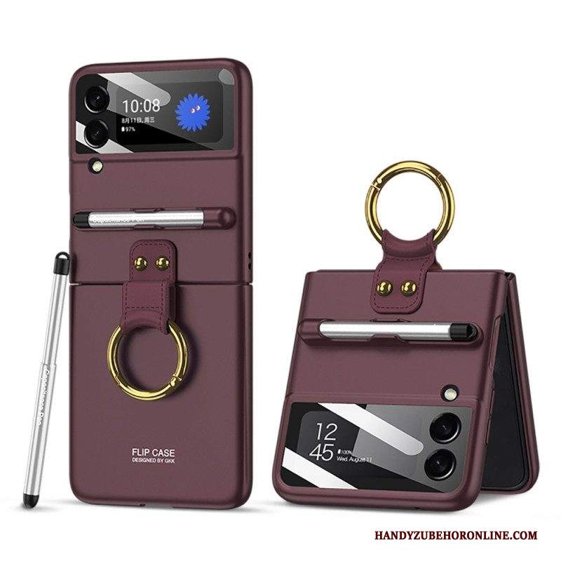 Folio Cover Samsung Galaxy Z Flip 4 Custodia in pelle Porta Stilo A Protezione Completa