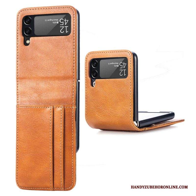 Folio Cover Samsung Galaxy Z Flip 4 Custodia in pelle Portacarte In Pelle Stile