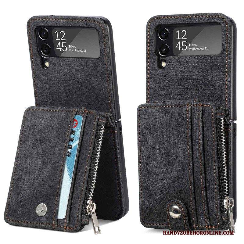 Folio Cover Samsung Galaxy Z Flip 4 Custodia in pelle Portacarte / Portamonete