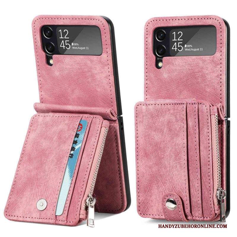 Folio Cover Samsung Galaxy Z Flip 4 Custodia in pelle Portacarte / Portamonete