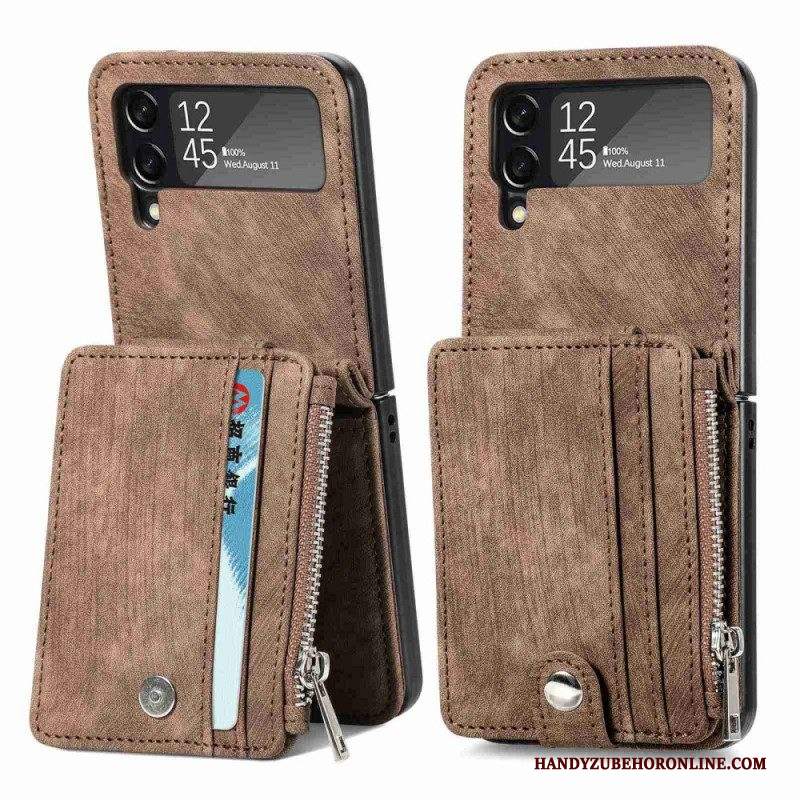 Folio Cover Samsung Galaxy Z Flip 4 Custodia in pelle Portacarte / Portamonete