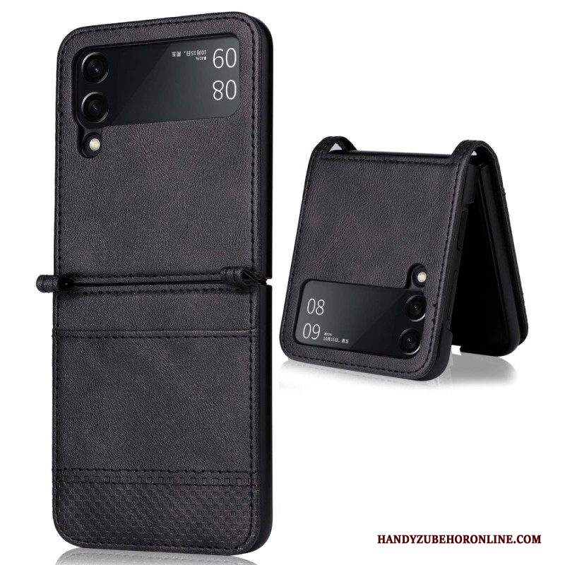 Folio Cover Samsung Galaxy Z Flip 4 Custodia in pelle Portacarte Stile Pelle Vintage