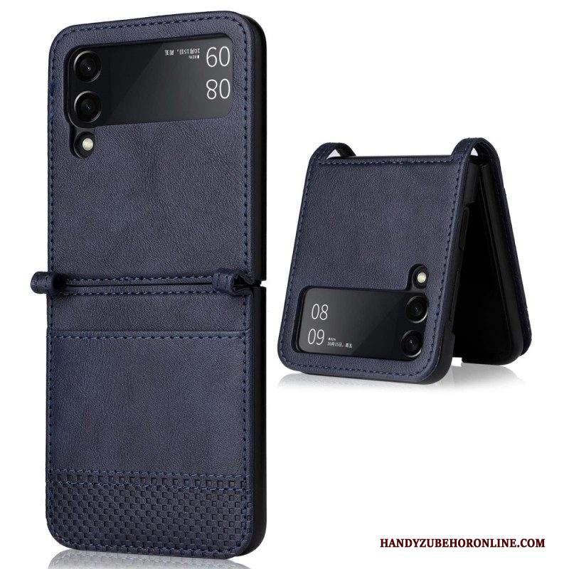 Folio Cover Samsung Galaxy Z Flip 4 Custodia in pelle Portacarte Stile Pelle Vintage