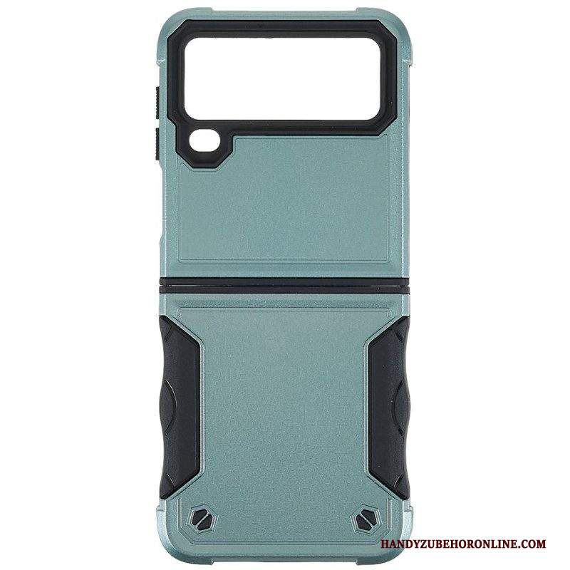 Folio Cover Samsung Galaxy Z Flip 4 Custodia in pelle Pulsante Ibrido