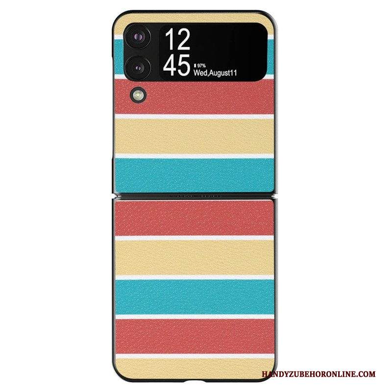 Folio Cover Samsung Galaxy Z Flip 4 Custodia in pelle Righe In Ecopelle