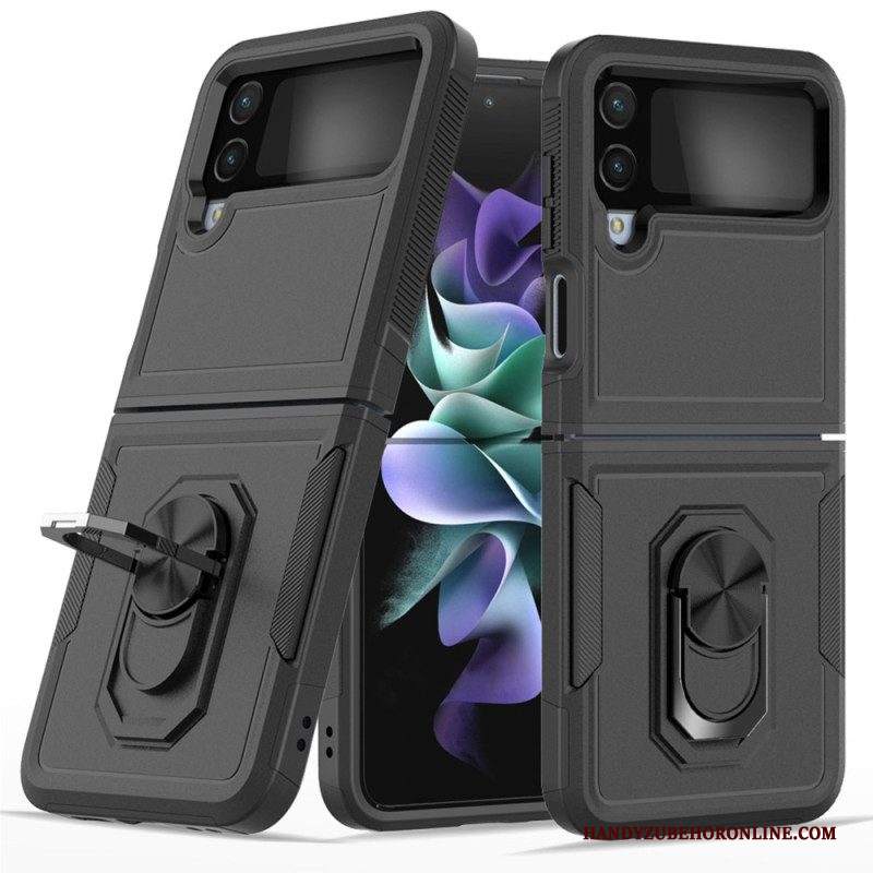 Folio Cover Samsung Galaxy Z Flip 4 Custodia in pelle Rigido Con Anello Di Supporto