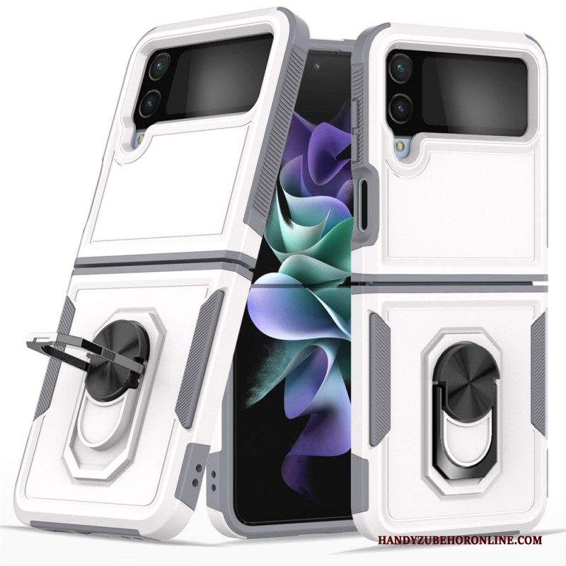 Folio Cover Samsung Galaxy Z Flip 4 Custodia in pelle Rigido Con Anello Di Supporto