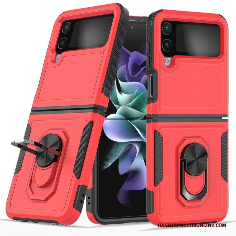 Folio Cover Samsung Galaxy Z Flip 4 Custodia in pelle Rigido Con Anello Di Supporto