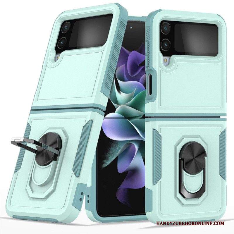 Folio Cover Samsung Galaxy Z Flip 4 Custodia in pelle Rigido Con Anello Di Supporto