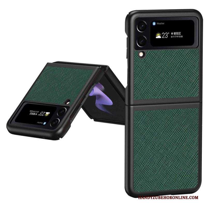 Folio Cover Samsung Galaxy Z Flip 4 Custodia in pelle Stile In Pelle Martellata