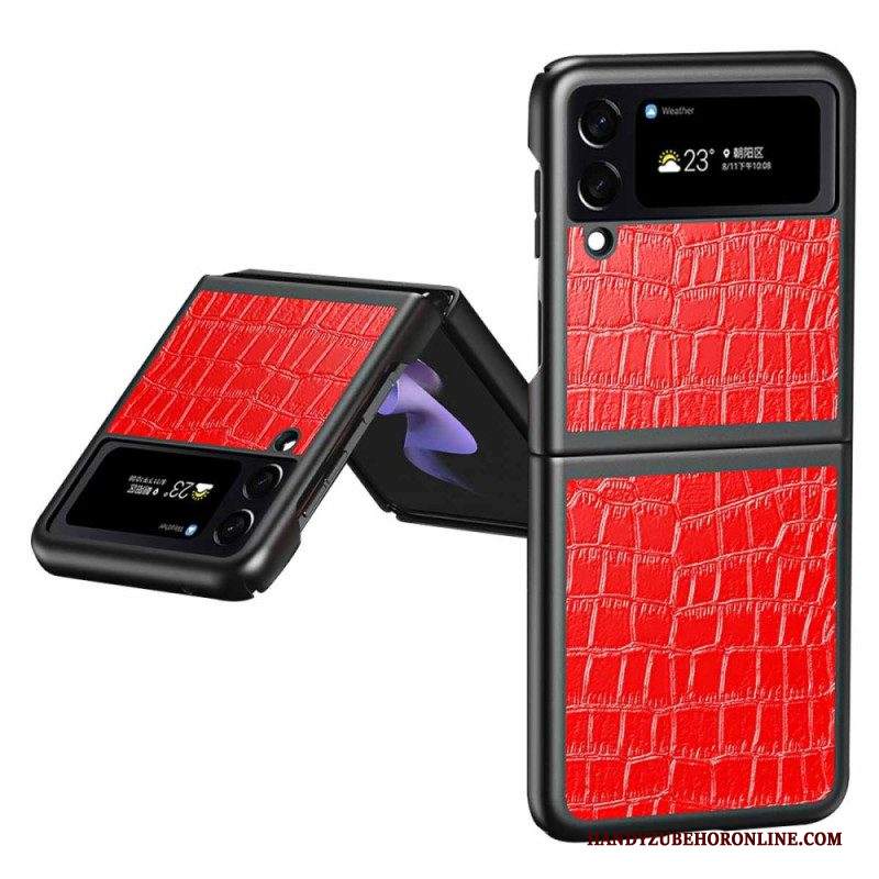 Folio Cover Samsung Galaxy Z Flip 4 Custodia in pelle Stile Pelle Di Coccodrillo