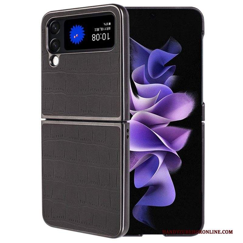 Folio Cover Samsung Galaxy Z Flip 4 Custodia in pelle Stile Pelle Di Coccodrillo