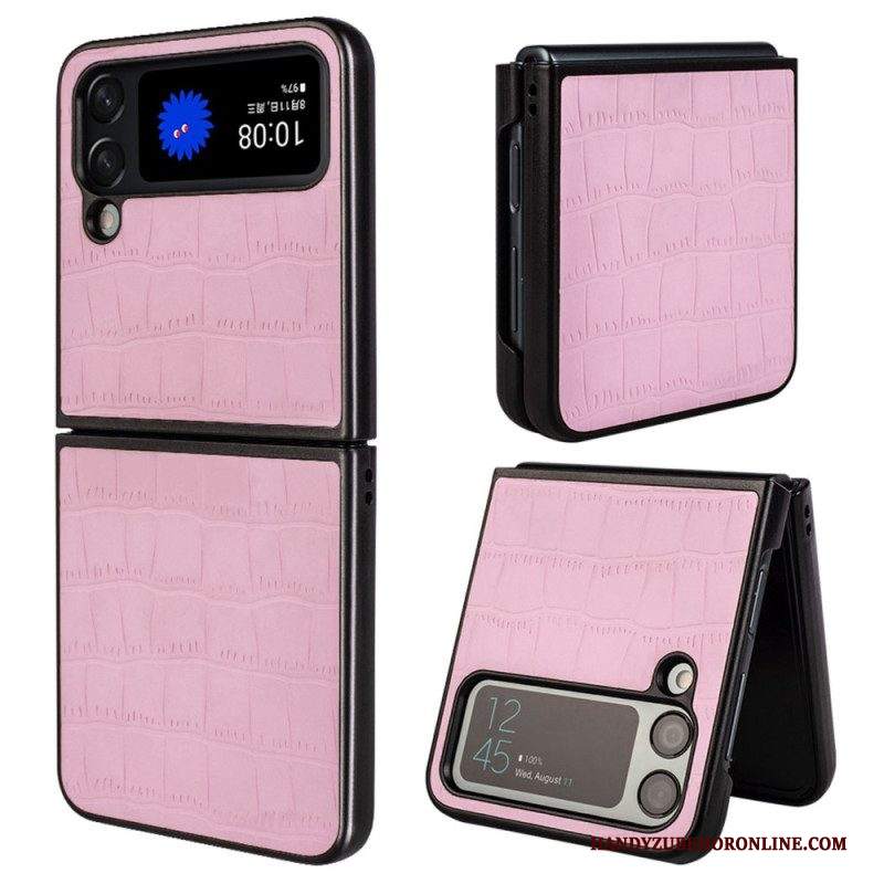 Folio Cover Samsung Galaxy Z Flip 4 Custodia in pelle Stile Pelle Di Coccodrillo