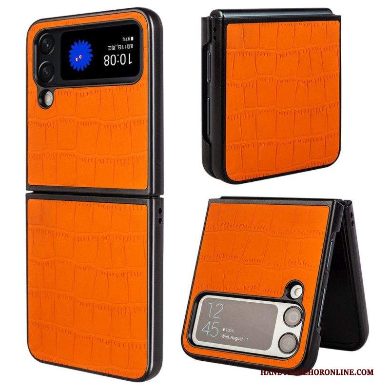 Folio Cover Samsung Galaxy Z Flip 4 Custodia in pelle Stile Pelle Di Coccodrillo