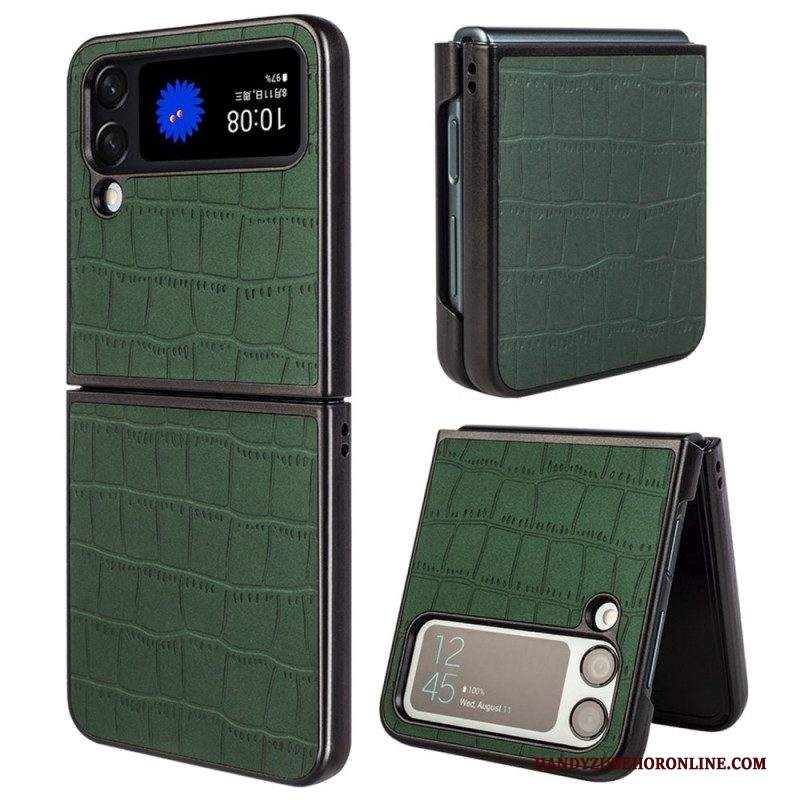 Folio Cover Samsung Galaxy Z Flip 4 Custodia in pelle Stile Pelle Di Coccodrillo