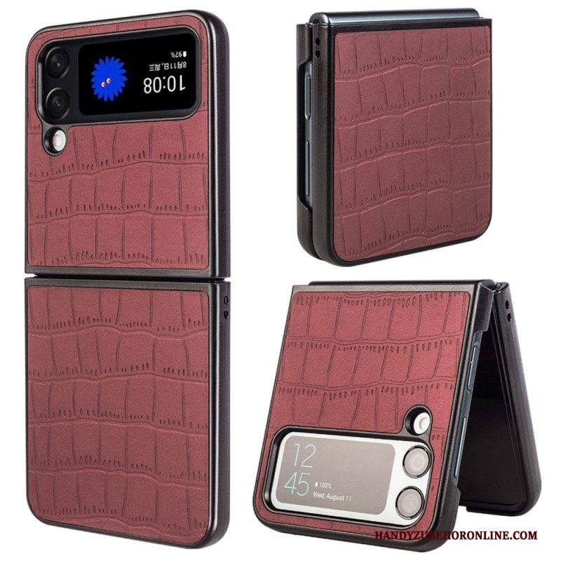 Folio Cover Samsung Galaxy Z Flip 4 Custodia in pelle Stile Pelle Di Coccodrillo