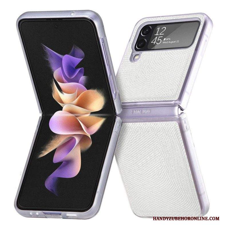 Folio Cover Samsung Galaxy Z Flip 4 Custodia in pelle Stile Serpente Su Silicone Trasparente