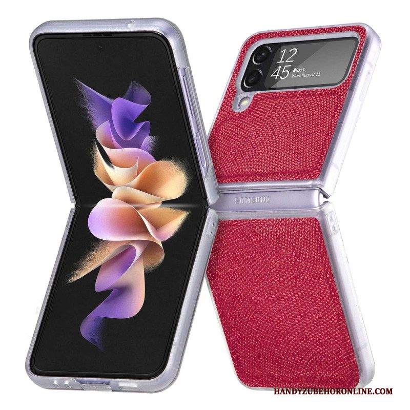 Folio Cover Samsung Galaxy Z Flip 4 Custodia in pelle Stile Serpente Su Silicone Trasparente