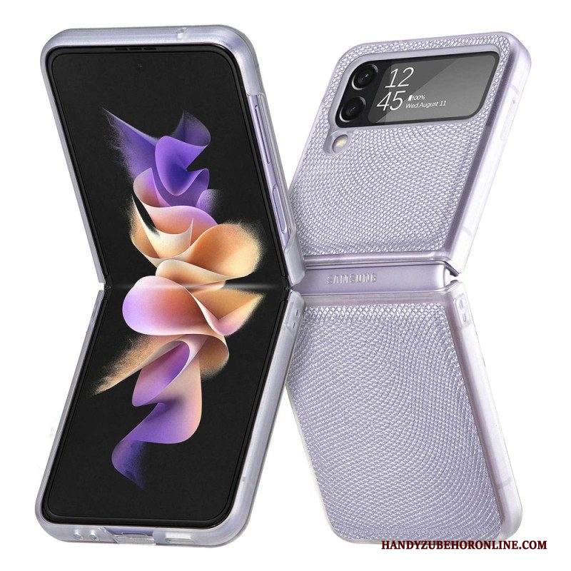 Folio Cover Samsung Galaxy Z Flip 4 Custodia in pelle Stile Serpente Su Silicone Trasparente