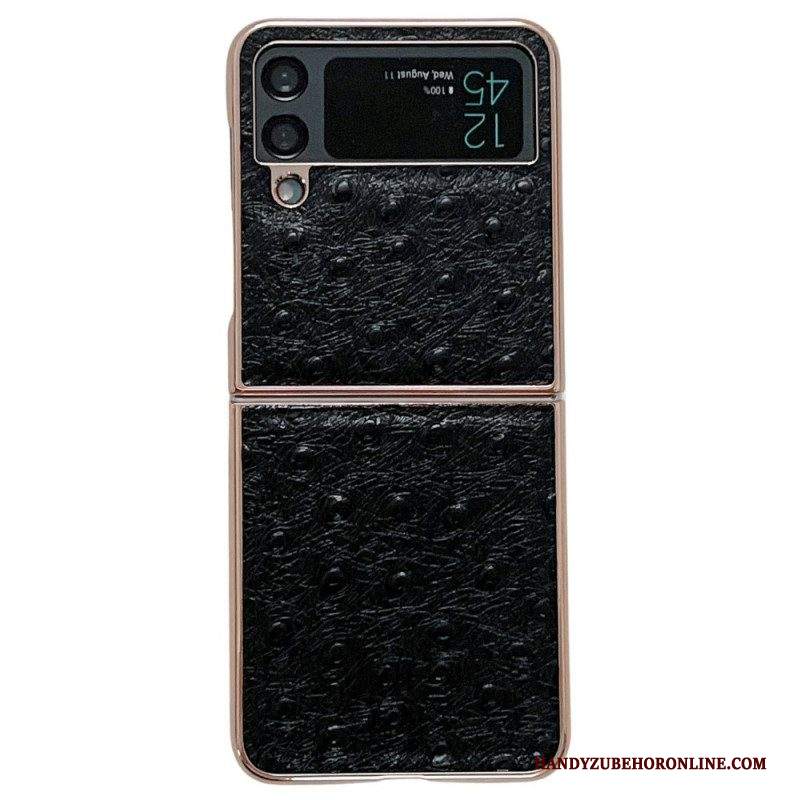 Folio Cover Samsung Galaxy Z Flip 4 Custodia in pelle Stile Struzzo