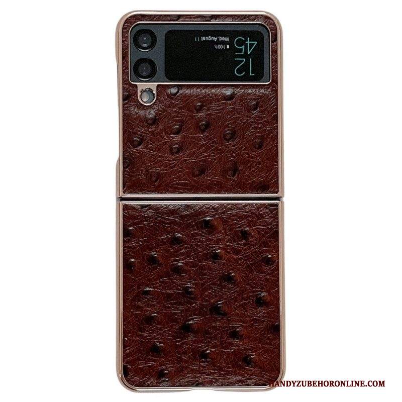 Folio Cover Samsung Galaxy Z Flip 4 Custodia in pelle Stile Struzzo