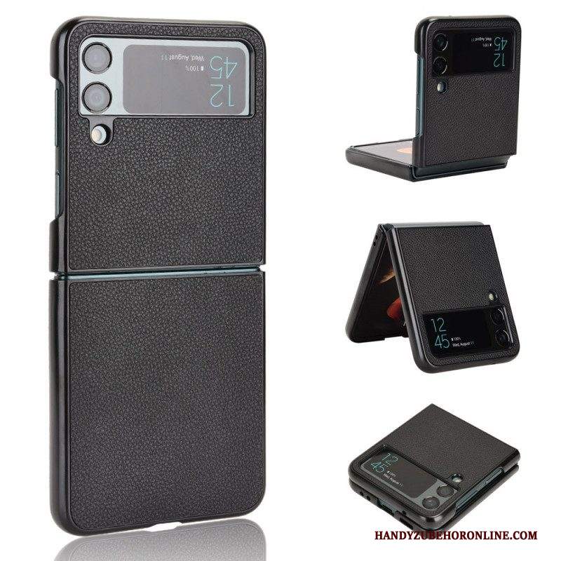 Folio Cover Samsung Galaxy Z Flip 4 Custodia in pelle Trama Di Pelle Di Litchi