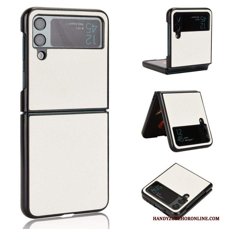 Folio Cover Samsung Galaxy Z Flip 4 Custodia in pelle Trama Di Pelle Di Litchi