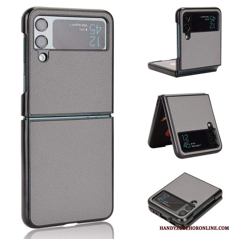 Folio Cover Samsung Galaxy Z Flip 4 Custodia in pelle Trama Di Pelle Di Litchi