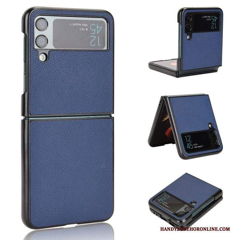 Folio Cover Samsung Galaxy Z Flip 4 Custodia in pelle Trama Di Pelle Di Litchi