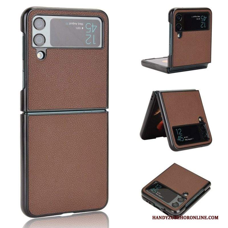 Folio Cover Samsung Galaxy Z Flip 4 Custodia in pelle Trama Di Pelle Di Litchi