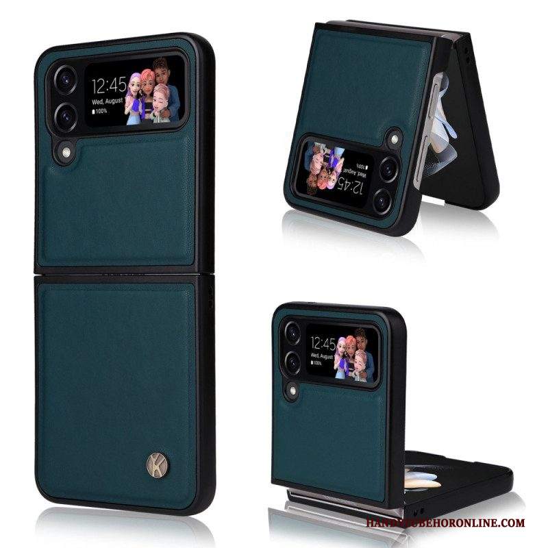 Folio Cover Samsung Galaxy Z Flip 4 Custodia in pelle Yikatu Effetto Pelle