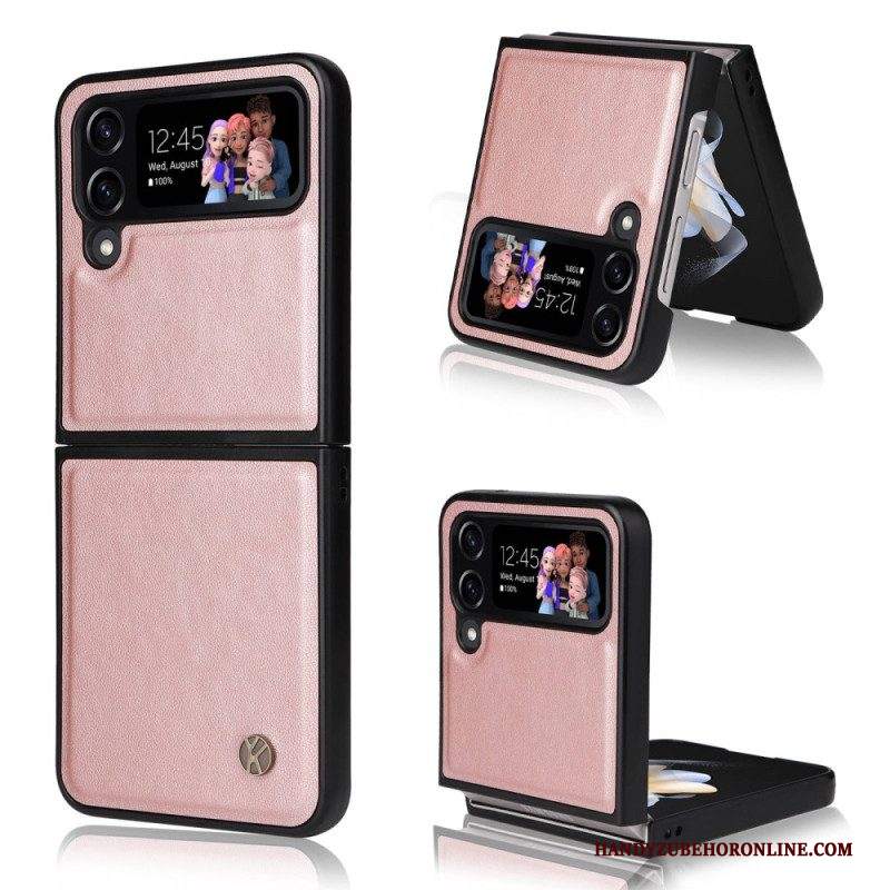 Folio Cover Samsung Galaxy Z Flip 4 Custodia in pelle Yikatu Effetto Pelle