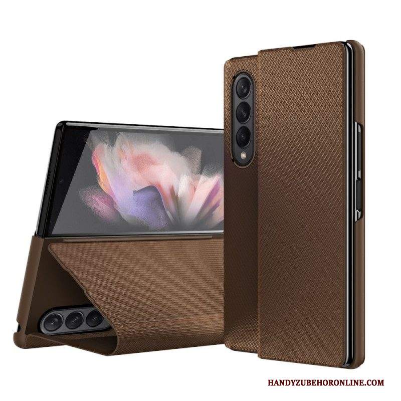 Folio Cover Samsung Galaxy Z Fold 3 5G Custodia in pelle Elegante Fibra Di Carbonio