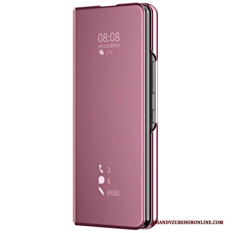 Folio Cover Samsung Galaxy Z Fold 4 Custodia in pelle Specchio E Trasparenza