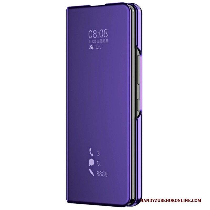 Folio Cover Samsung Galaxy Z Fold 4 Custodia in pelle Specchio E Trasparenza