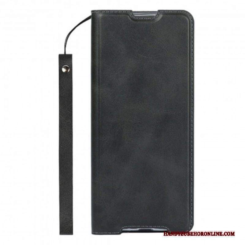 Folio Cover Sony Xperia 1 III Custodia in pelle Strappy Di Classe In Ecopelle