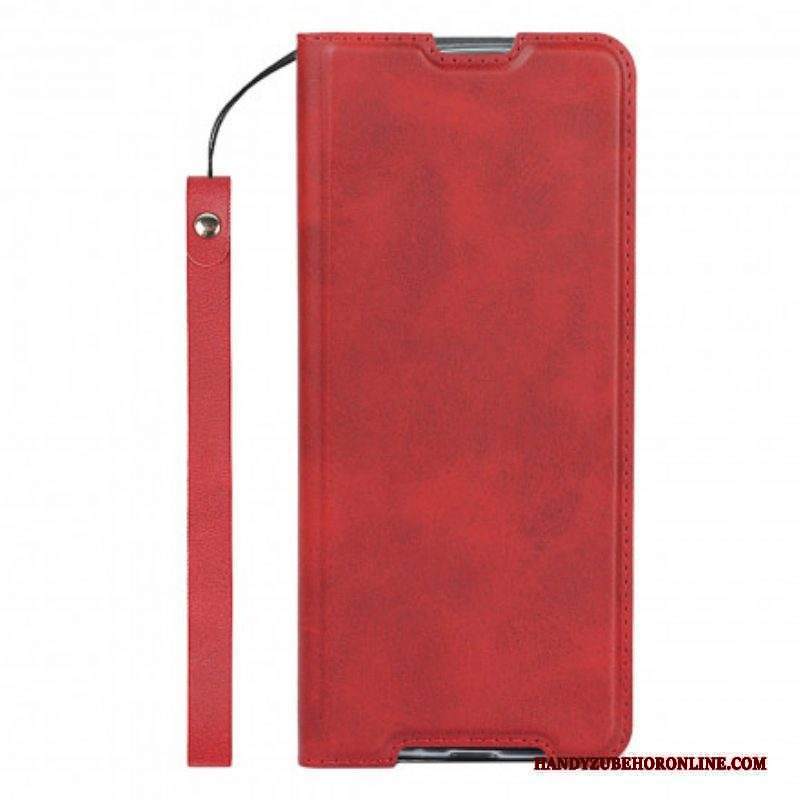 Folio Cover Sony Xperia 1 III Custodia in pelle Strappy Di Classe In Ecopelle