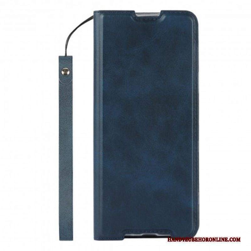 Folio Cover Sony Xperia 1 III Custodia in pelle Strappy Di Classe In Ecopelle