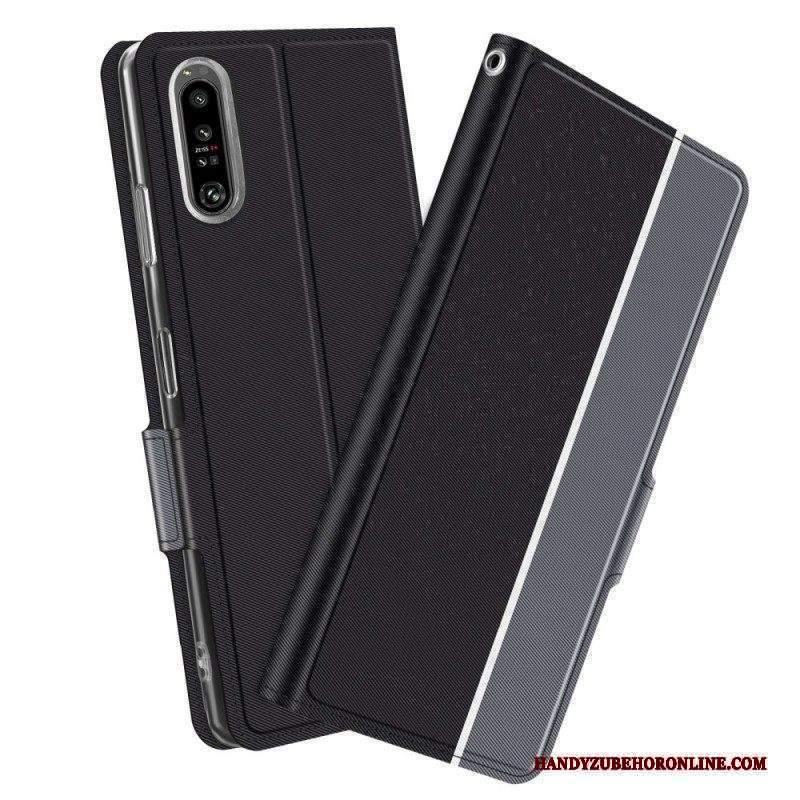 Folio Cover Sony Xperia 1 IV Custodia in pelle Bicolore Baiyu