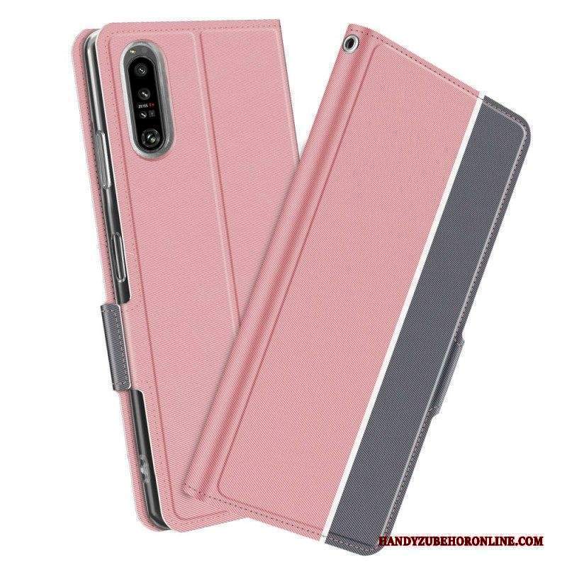 Folio Cover Sony Xperia 1 IV Custodia in pelle Bicolore Baiyu