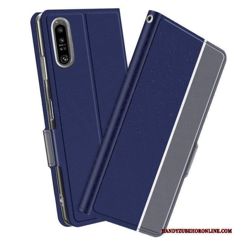 Folio Cover Sony Xperia 1 IV Custodia in pelle Bicolore Baiyu