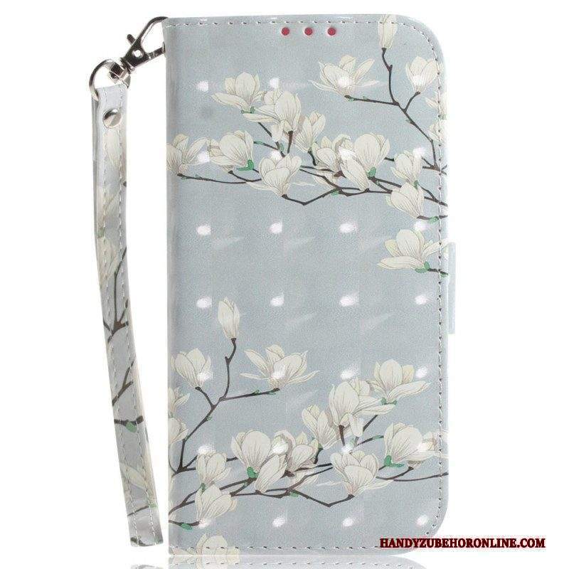 Folio Cover Sony Xperia 1 IV Fiori Bianchi Strappy