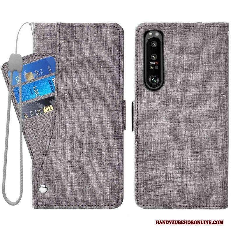 Folio Cover Sony Xperia 1 IV Jeans Con Portacarte Girevole