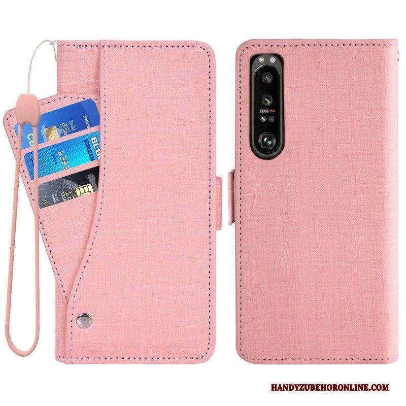 Folio Cover Sony Xperia 1 IV Jeans Con Portacarte Girevole