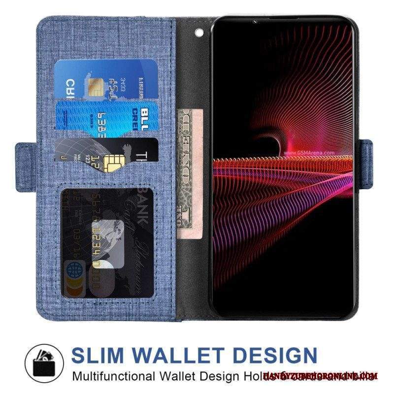 Folio Cover Sony Xperia 1 IV Jeans Con Portacarte Girevole