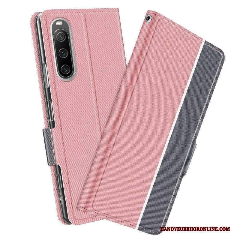 Folio Cover Sony Xperia 10 IV Custodia in pelle Bicolore Baiyu