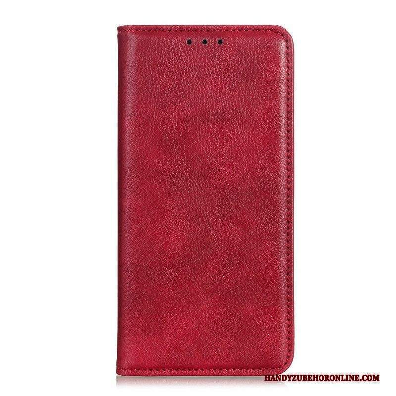 Folio Cover Sony Xperia 10 IV Custodia in pelle Crosta Di Cuoio Litchi