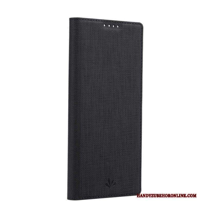 Folio Cover Sony Xperia 10 IV Custodia in pelle Struttura Del Tessuto Vili