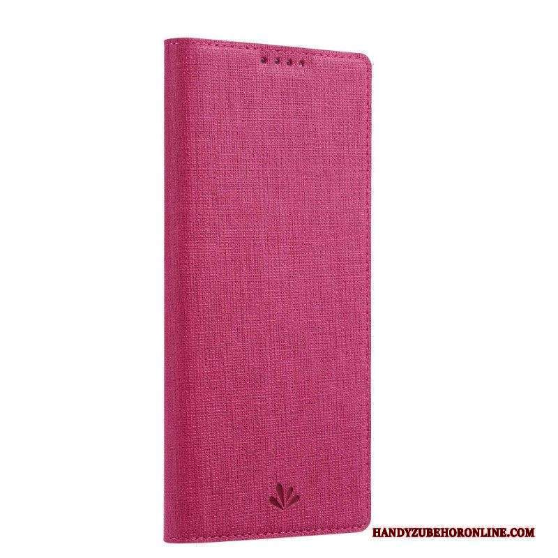 Folio Cover Sony Xperia 10 IV Custodia in pelle Struttura Del Tessuto Vili