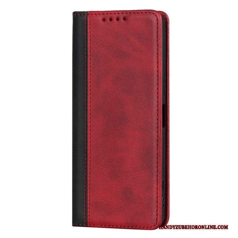 Folio Cover Sony Xperia 5 IV Custodia in pelle Effetto Pelle Bicolore